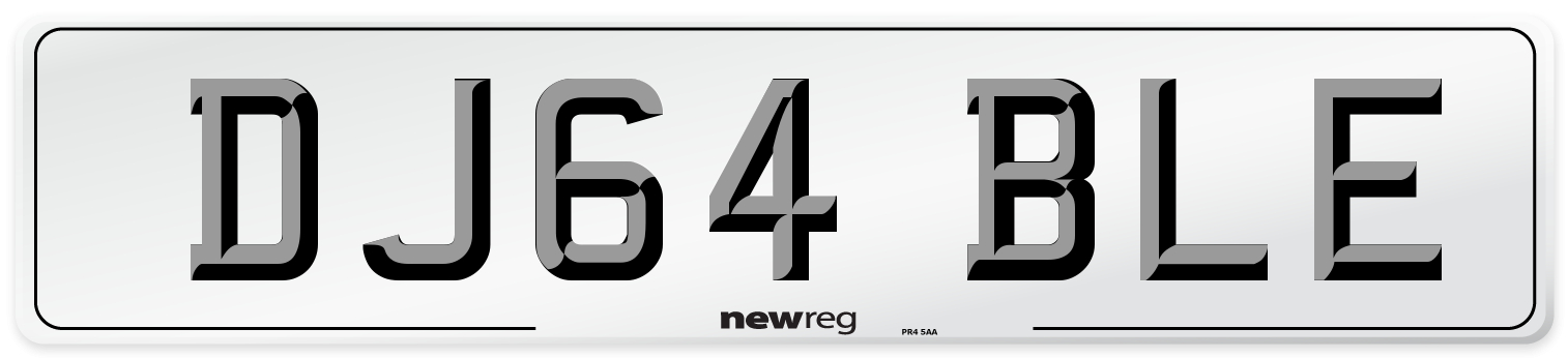 DJ64 BLE Number Plate from New Reg